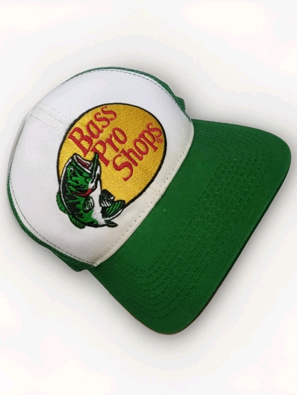 Bass Pro Shop Hat/Cap Snap Back Mens 1 Sz Green Trucker Mesh Fishing Outdoorsy